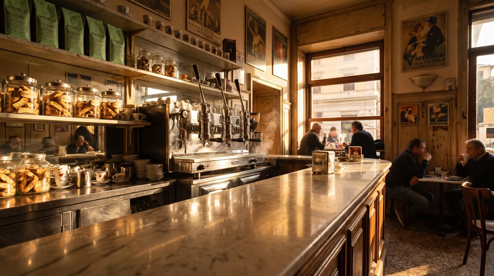 Counter of a historic Italian café
